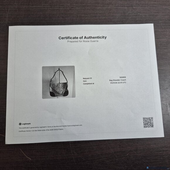 Coach Blue Paisley Shoulder Bag with Black Trim + Certificate of Authenticity - Picture 4 of 5